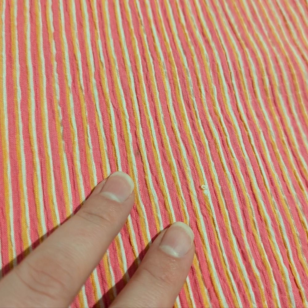 Krazy Kat Pink Orange White Striped Sleeveless Button-Up Shirt NWT - Medium - Picture 11 of 11